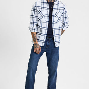 White Checks Relaxed Fit Overshirt