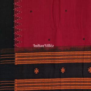 Maroon Black Natural Dyed Kotpad Cotton Saree