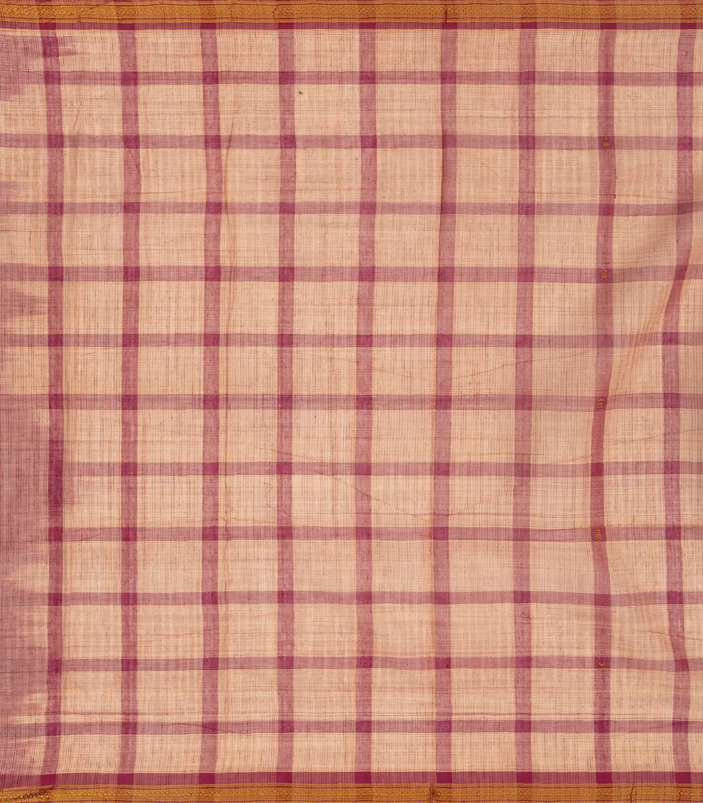 Dusty Pink Handloom Kadapa Cotton Saree With Checks