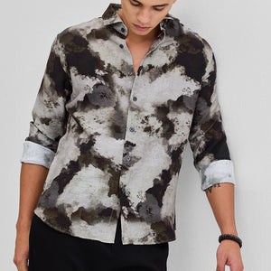 Dark Brown Textured Abstract Shirt
