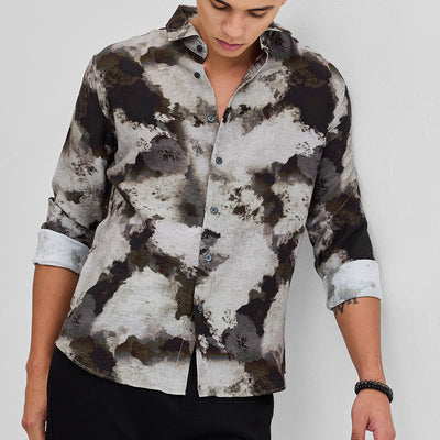 Dark Brown Textured Abstract Shirt