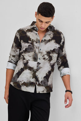 Dark Brown Textured Abstract Shirt