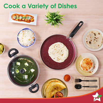 Bandhan Non-stick Cookware 3 Pcs.Set | Dosa Tawa,Kadhai by black tree