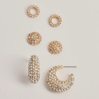 Dazzle Diva Rhinestone Three-Pack Earrings Set