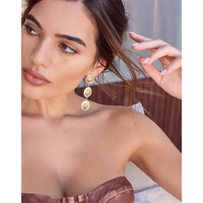 Roaring Glam Textured Lion Charm Earrings