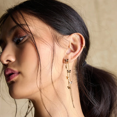 Butterfly Charm Linear Earrings