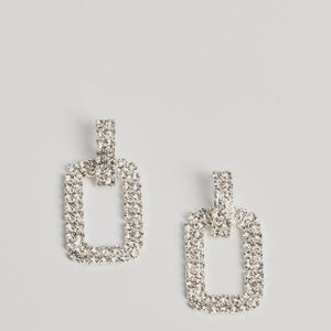 Luxe Shine Rhinestone Square-Shaped Drop Earrings