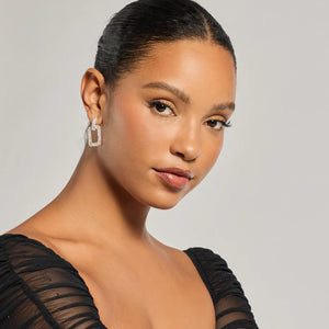 Luxe Shine Rhinestone Square-Shaped Drop Earrings