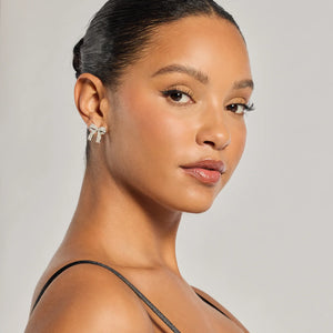 Sweetly Chic Faux Pearl Bow Stud Earrings