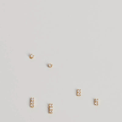Delicate Glam Three Pack Stud Earrings