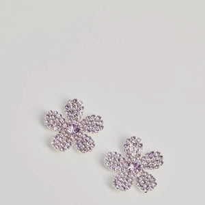 Glam Beauty Rhinestone Flower Stud Earrings