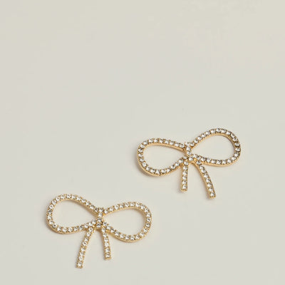 Delicate Glam Rhinestone Bow Earrings
