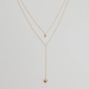 Sweet Glam Layered Faux Pearl And Heart Pendant Necklace