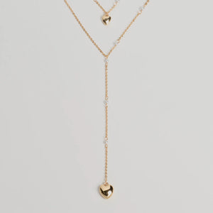 Sweet Glam Layered Faux Pearl And Heart Pendant Necklace
