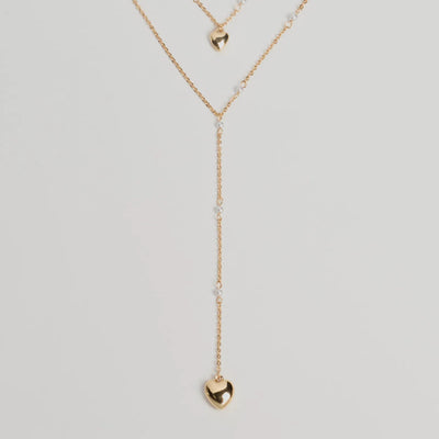 Sweet Glam Layered Faux Pearl And Heart Pendant Necklace