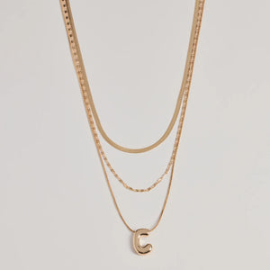 C Initial Layered Bubble Necklace