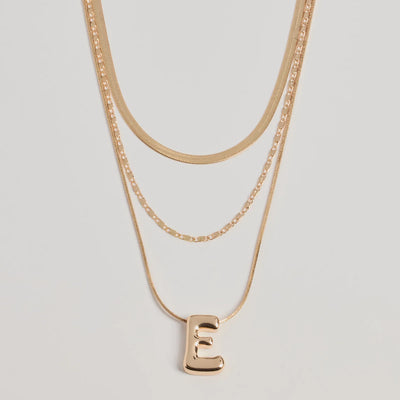 E Initial Layered Bubble Necklace
