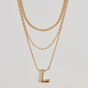 L Initial Layered Bubble Necklace