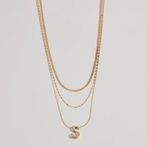 S Initial Layered Bubble Necklace