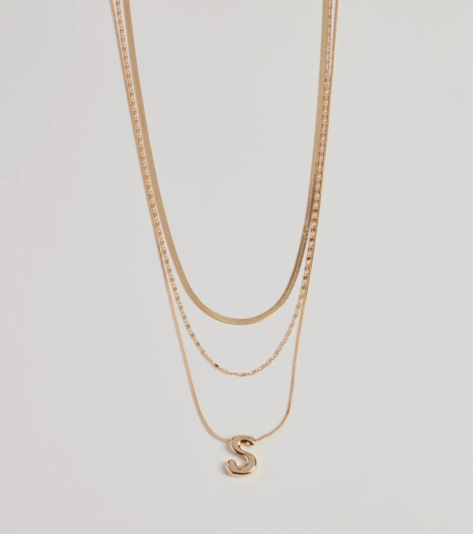 S Initial Layered Bubble Necklace