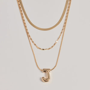 J Initial Layered Bubble Necklace