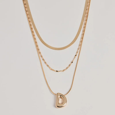 D Initial Layered Bubble Necklace