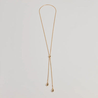Sleek Teardrop Charm Lariat Necklace