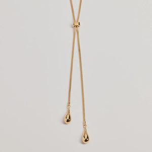 Sleek Teardrop Charm Lariat Necklace
