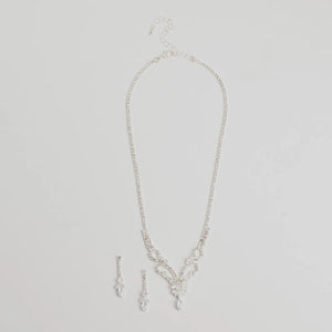 Glam Perfection Rhinestone Necklace And Earrings Set