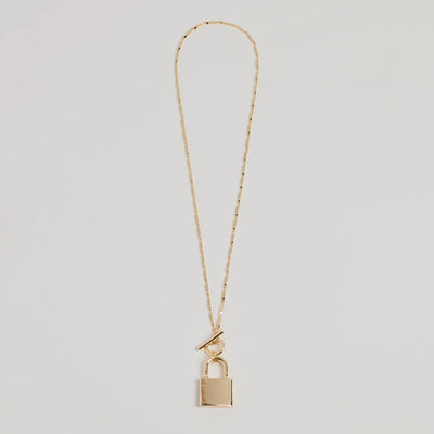 Glam Secret Lock Pendant Charm Necklace