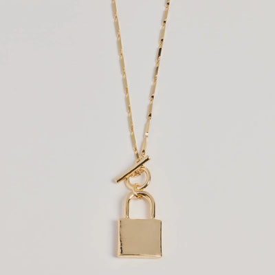 Glam Secret Lock Pendant Charm Necklace