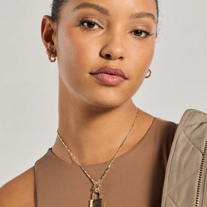 Glam Secret Lock Pendant Charm Necklace