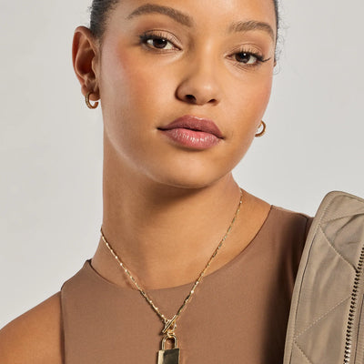 Glam Secret Lock Pendant Charm Necklace