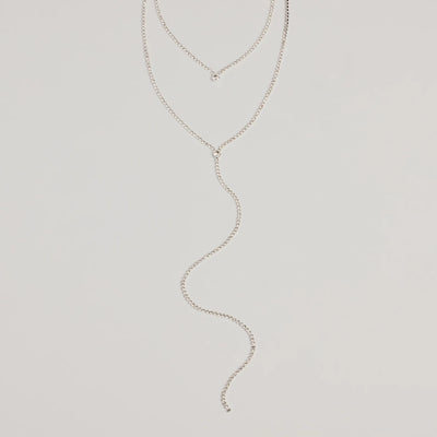 Trendy Glitz Rhinestone Layered Lariat Necklace