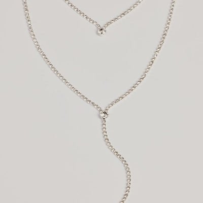 Trendy Glitz Rhinestone Layered Lariat Necklace