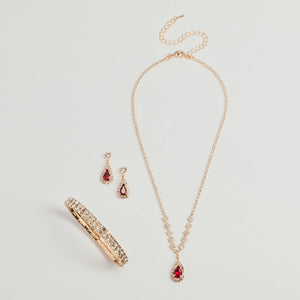 Regal Gemstone Necklace, Bracelet, And Earrings Set