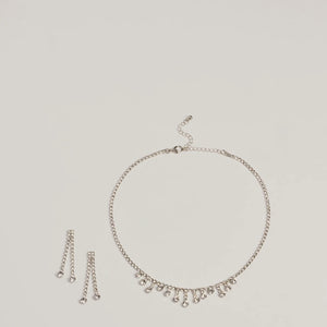 Gorgeously Glam Rhinestone Necklace And Earrings Set