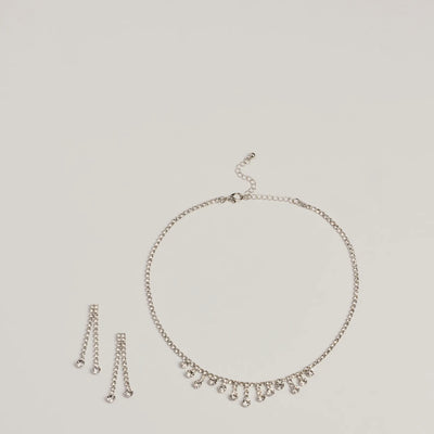 Gorgeously Glam Rhinestone Necklace And Earrings Set