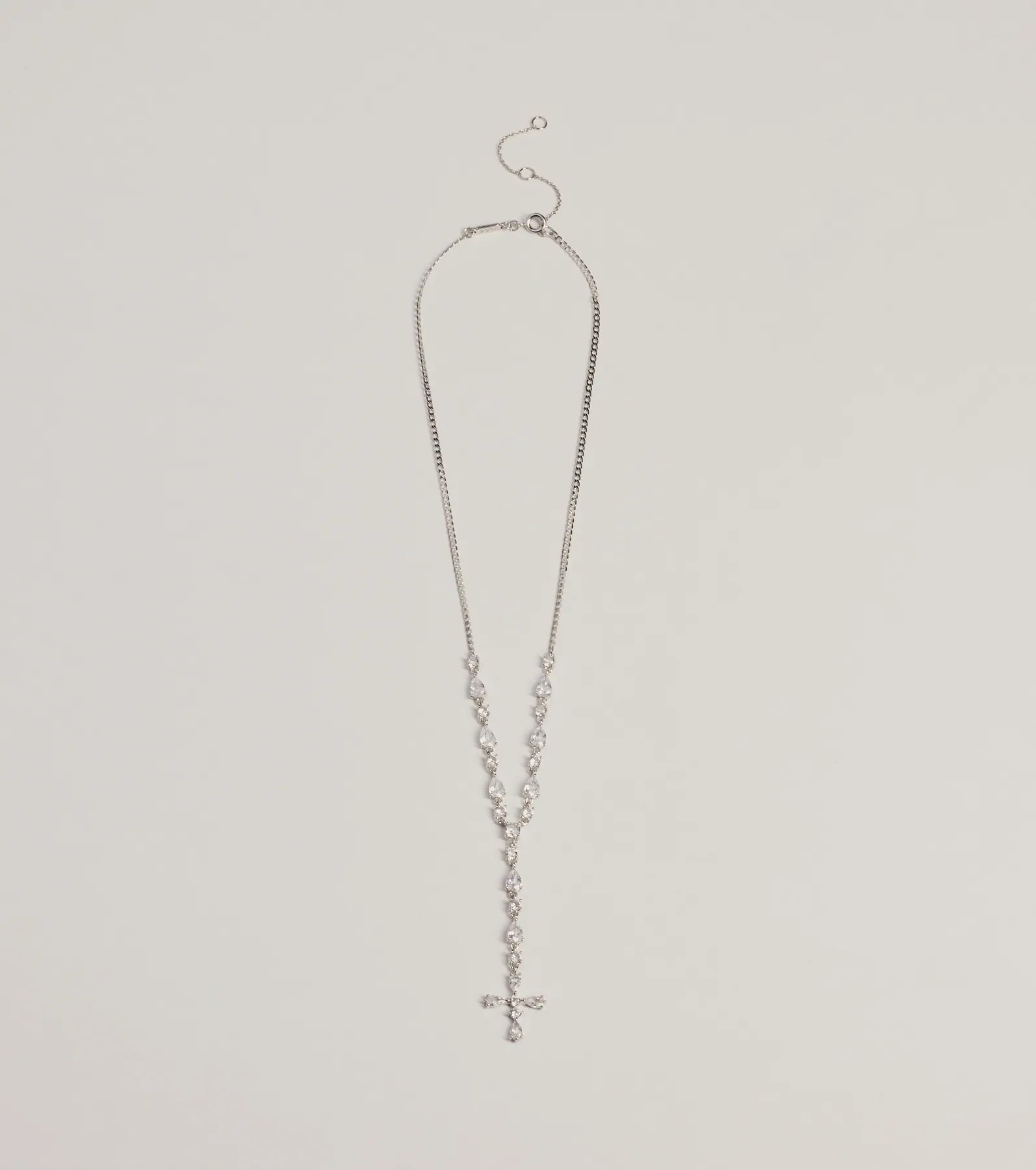Graceful Elegance Cross Charm Lariat Necklace