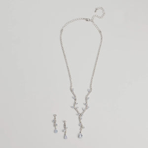 Chic Leaf-Shaped Rhinestone Necklace And Earrings Set