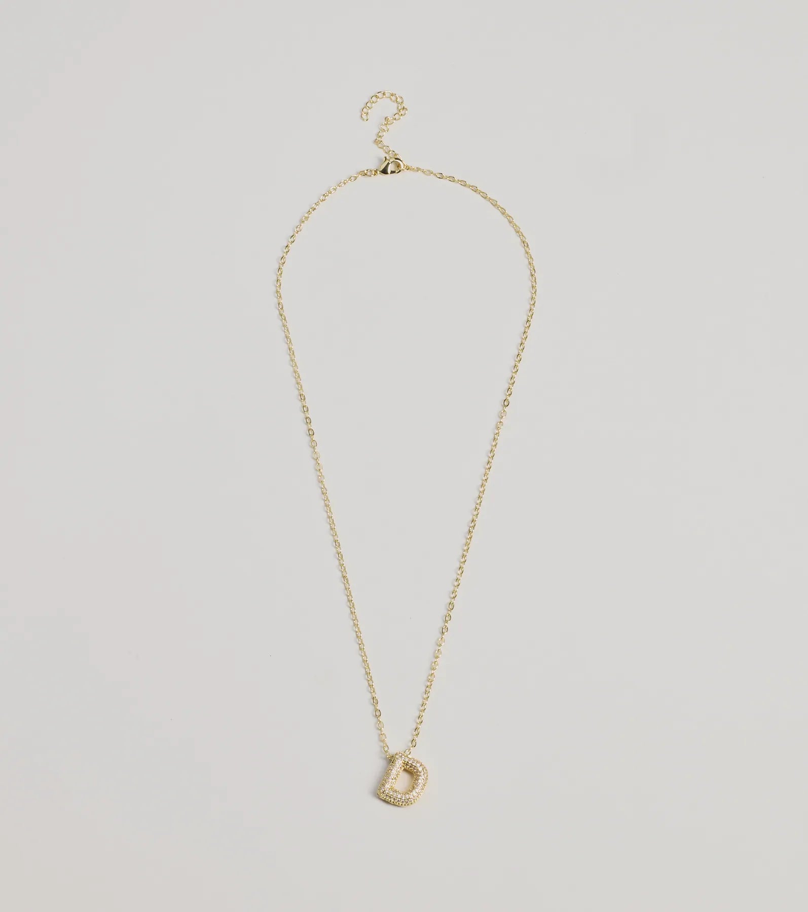 Bubble Letter Monogram Rhinestone Necklace