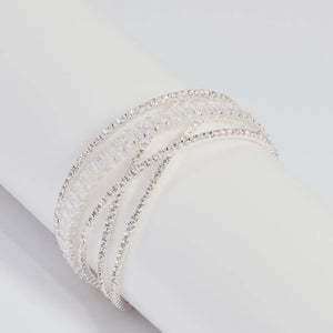 Sleek Luxe Criss-Cross Rhinestone Memory Wire Bracelet