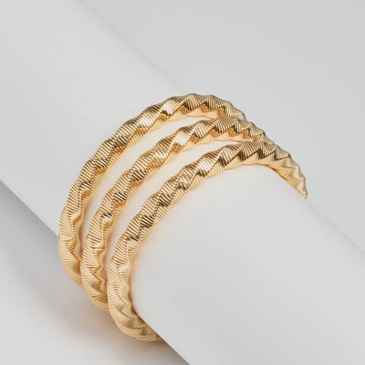 Trendy Twisted Metal Three-Pack Bracelet Set