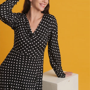 Women V Neck Polka Dot Dress