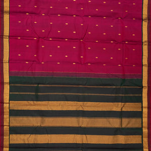Crimson Handloom Kanchipuram Silk Saree With Floral Bud Buttas