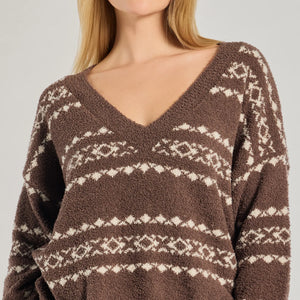 Cozy Wonderland Fair Isle Chenille Knit Pajama Top