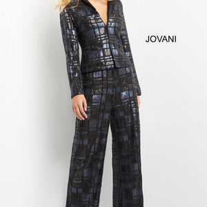 Jovani 07166 Long Beaded Formal Sequin Fit Pant Suit
