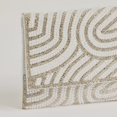 Graceful Luxe Rhinestone And Faux Pearl Clutch