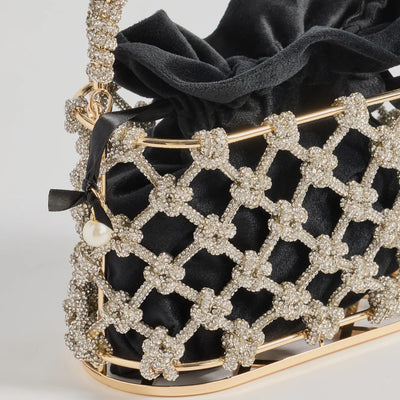 Sparkling Touch Rhinestone Cage Bucket Handbag