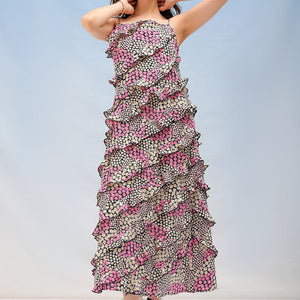 Women's Ditsy Printed Fit And Flare Maxi Dress